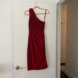 Ralph Laurent Maroon One Shoulder Assymetrical Dress